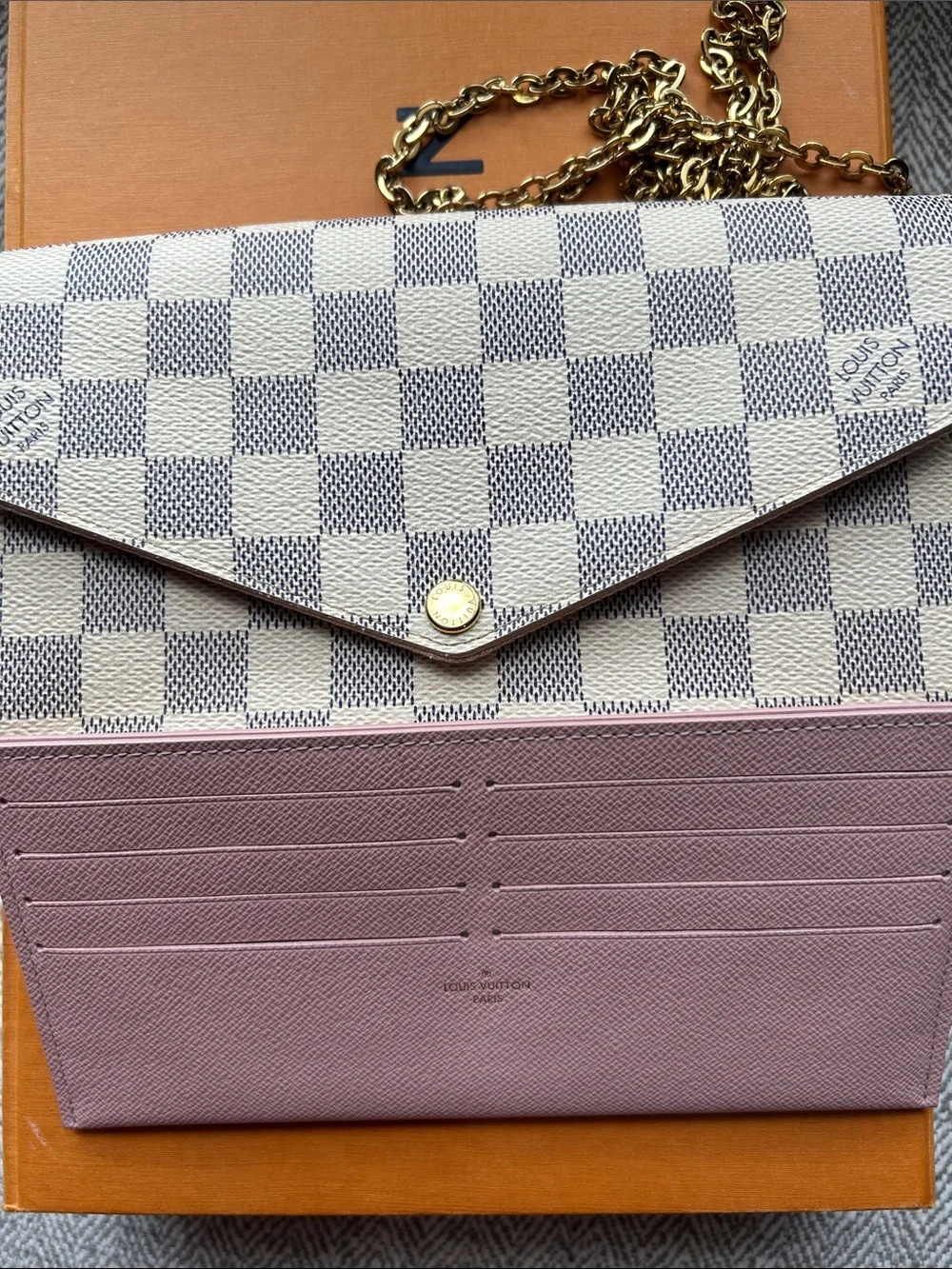 Louis Vuitton Damier Azur Check Crossbody Bag - Cream & Blue